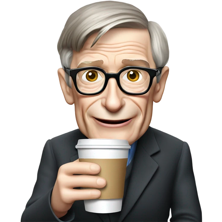 Stephen Hawking with plastic cup o coffee emoji