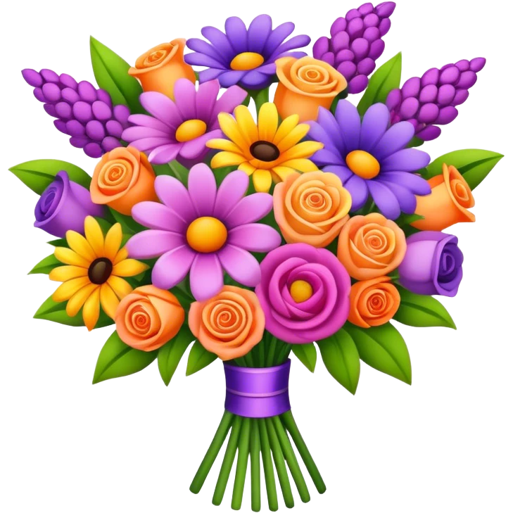 Pink, purple, yellow and orange buque flowers emoji