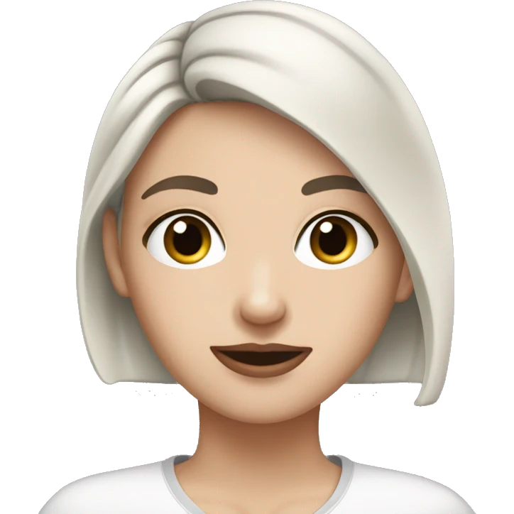 White girl with short black hair who puts cream on her face emoji
