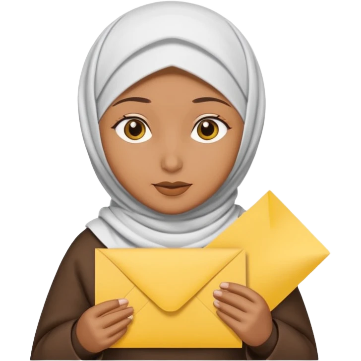 turkey wearing a hijab holding a yellow paper emoji