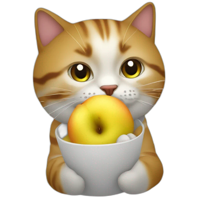 Chat qui mange une pommme emoji