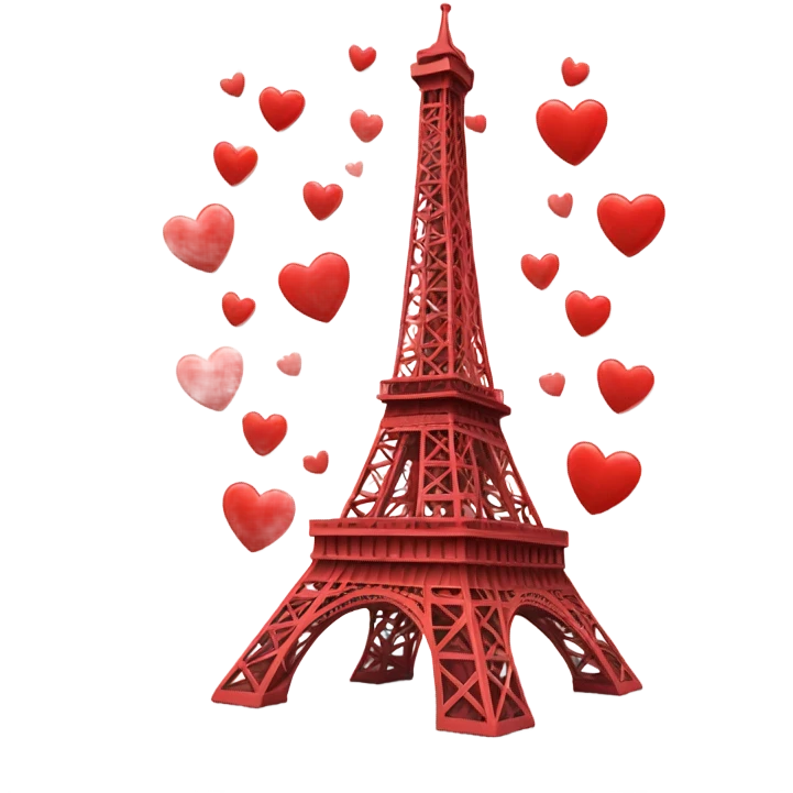 eifel tower with red hearts emoji
