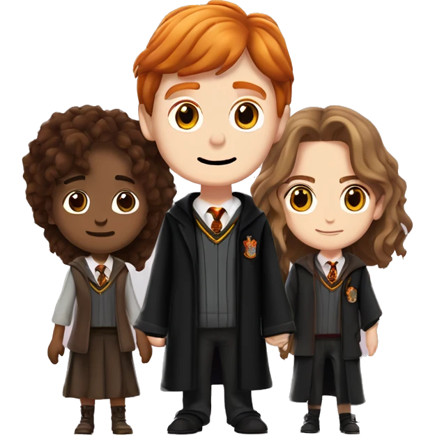 harry potter and hermione granger and ron weasley standing together emoji