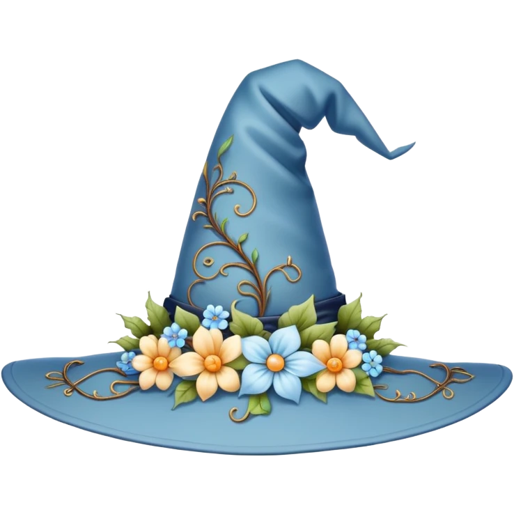 Light blue floral witch hat emoji
