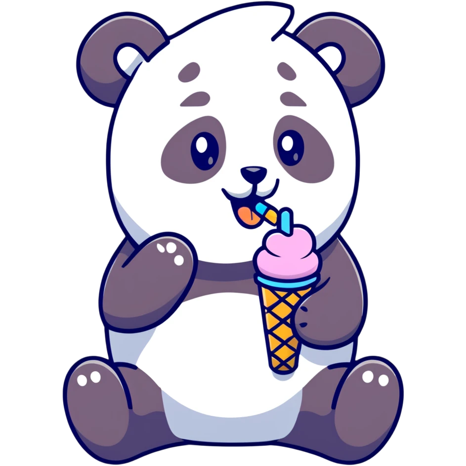 Panda eating ice cream emoji