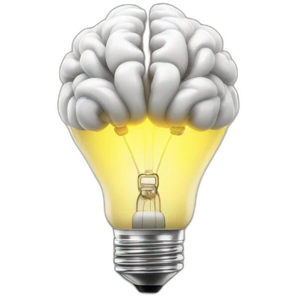 little brain sparkles inside the light bulb emoji