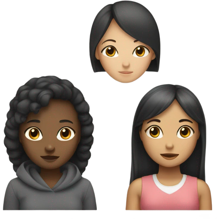 black girl asian girl and black girl trio  emoji