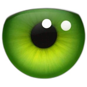 green eye with robotic lawnmower in pupils reflection emoji