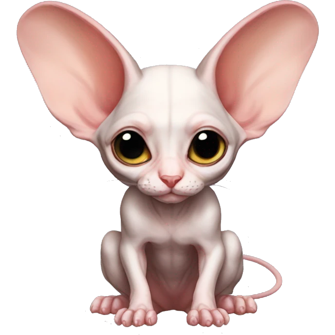 Cute Bat-Winged Sphynx-Rat-Mouse-Hybrid full body emoji