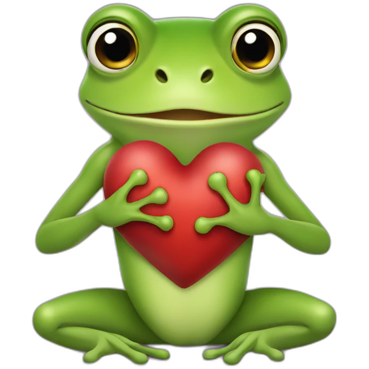 a frog holding a heart with his hands emoji