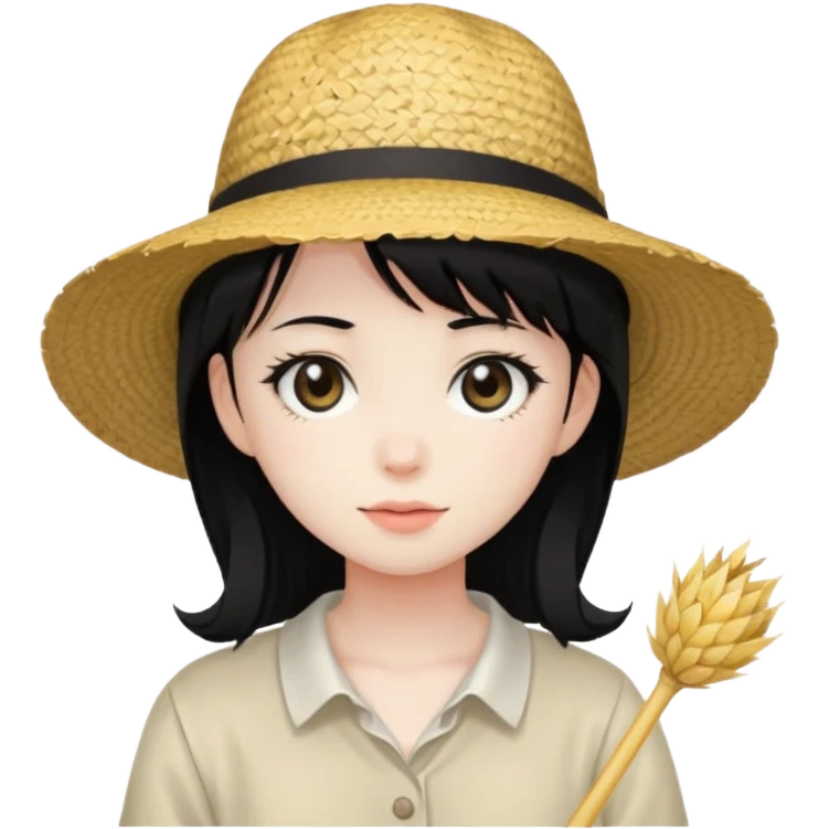 straw hat, black hair, anime style emoji