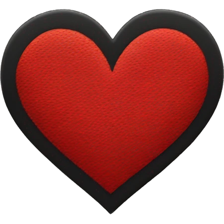 Create a heart emoji that is split right in the middle and it has two colour , left half in black colour and right half in red colour.  emoji