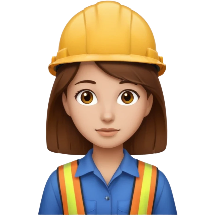 An engineer girl with brown hair and brown eyes  emoji