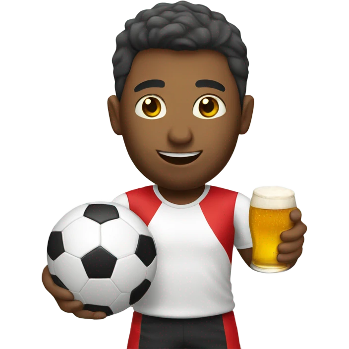 Man with beer playing soccer emoji