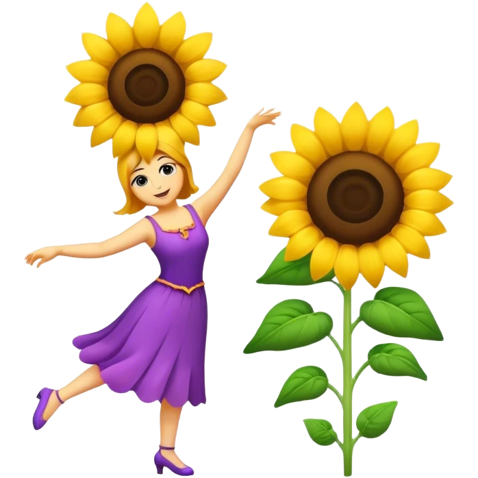 Dancing sunflower and petunia  emoji