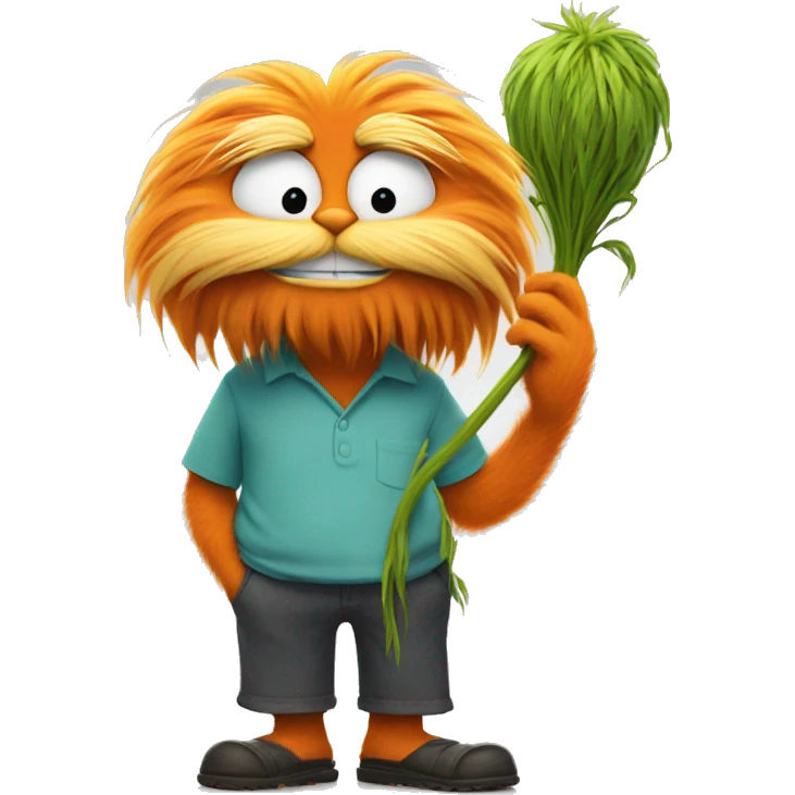 Lorax holding a Stanley  emoji