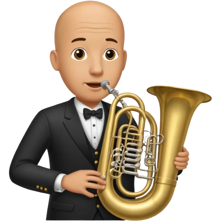 große Tuba, von gltzköpfigen Mann gespielt emoji
