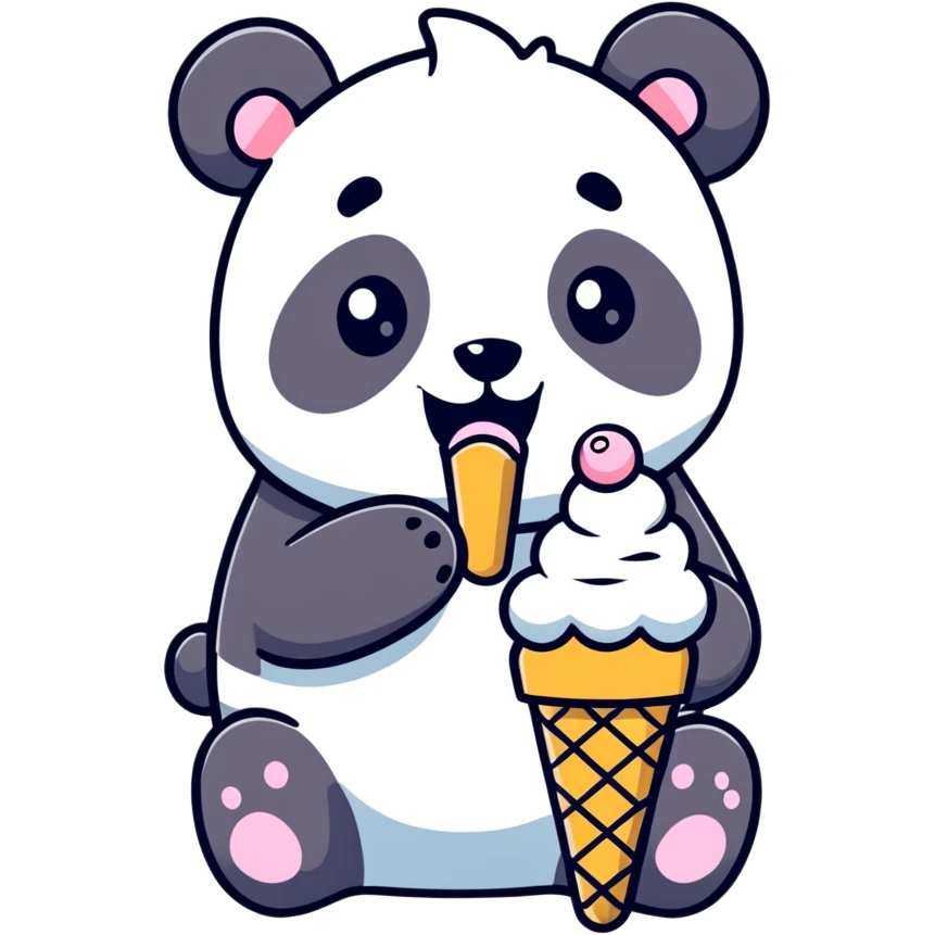 Panda eating ice cream emoji