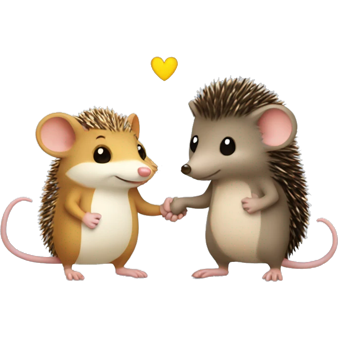 mouse and hedgehog holding hands emoji