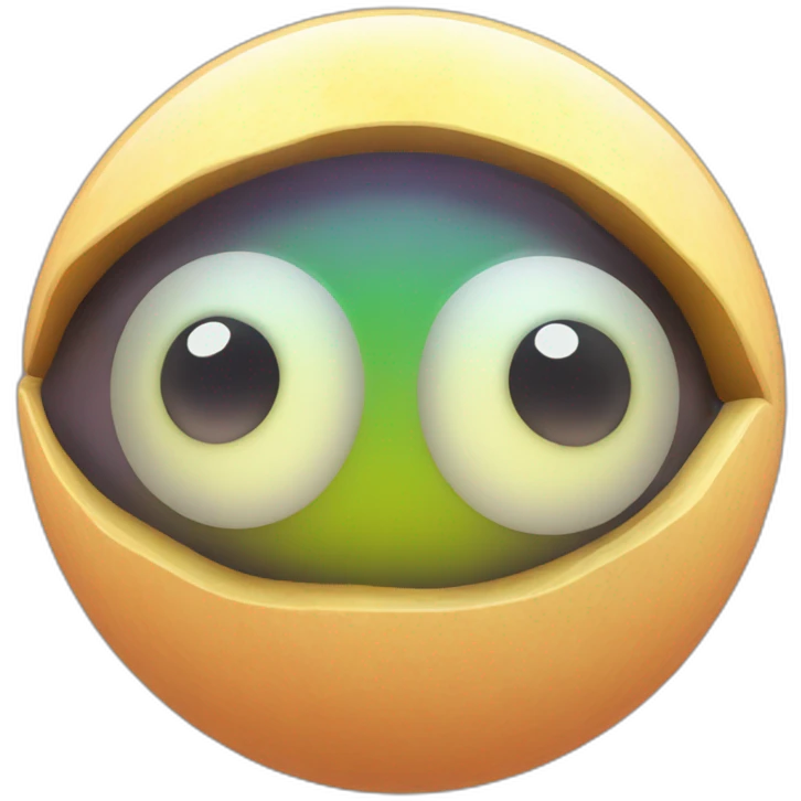 3d sphere with a cartoon glowstone texture with big feminine eyes emoji