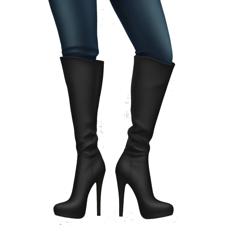 black heeled boots pumps knee rise emoji
