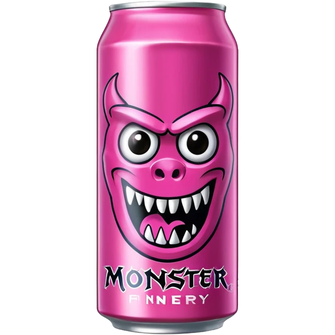 Pink monster energy drink with the logo of original monster company energy drink do not add the face in it just normal monster can  emoji