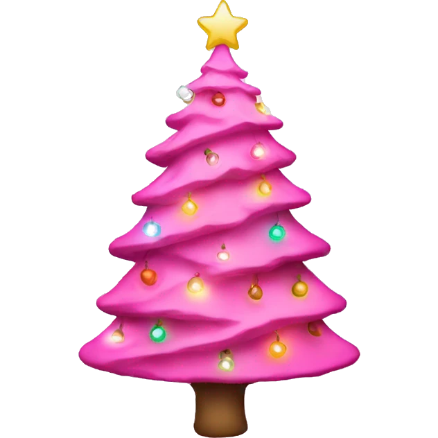 pink christmas tree with bright lights  emoji
