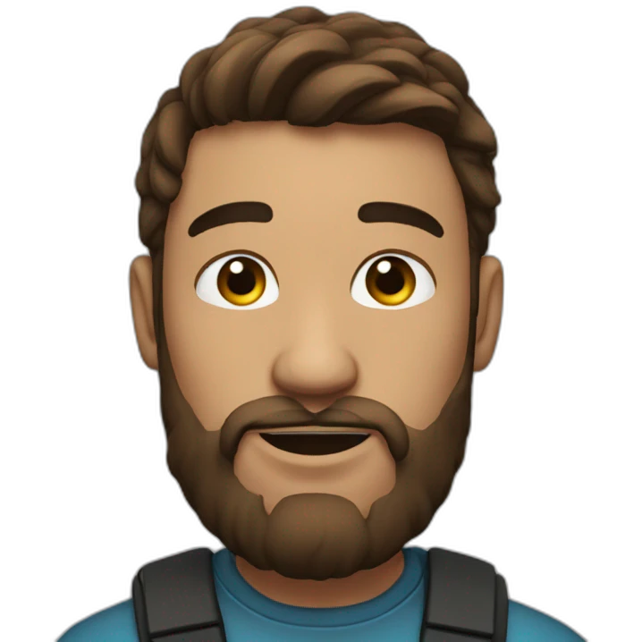 Young man with brown hair and beard, black plugs in the lobe, Focused expression emoji