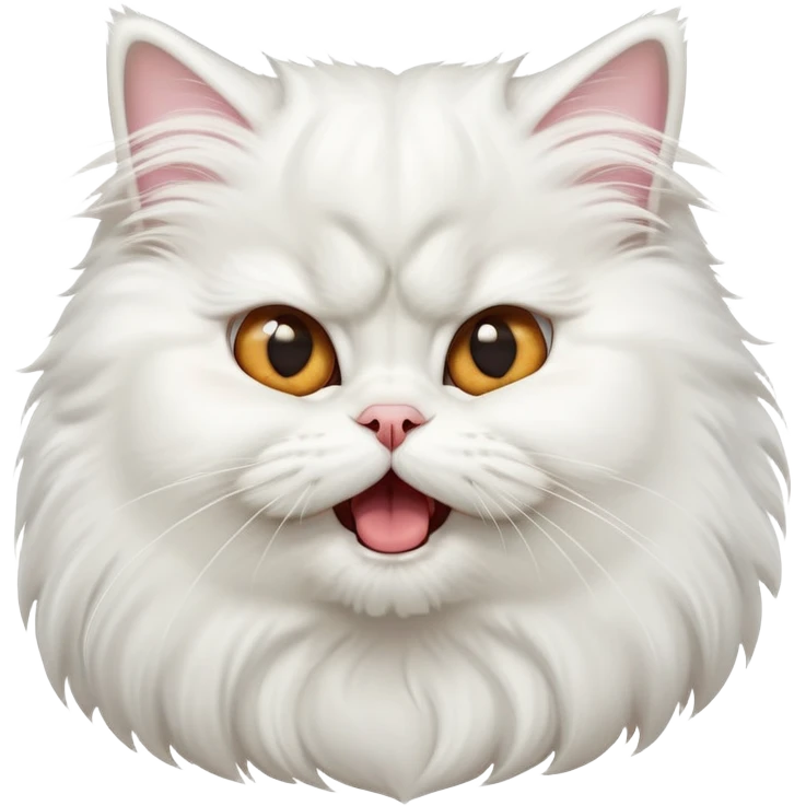 cinematic-adorable-big-eyed-fluffy-solid white-persian-cat-portrait-emoji,-head-tilted-playfully-with-a-cute,-exaggerated-yawn,-fluffy-solid white,-simplified-yet-irresistibly-cute-features emoji