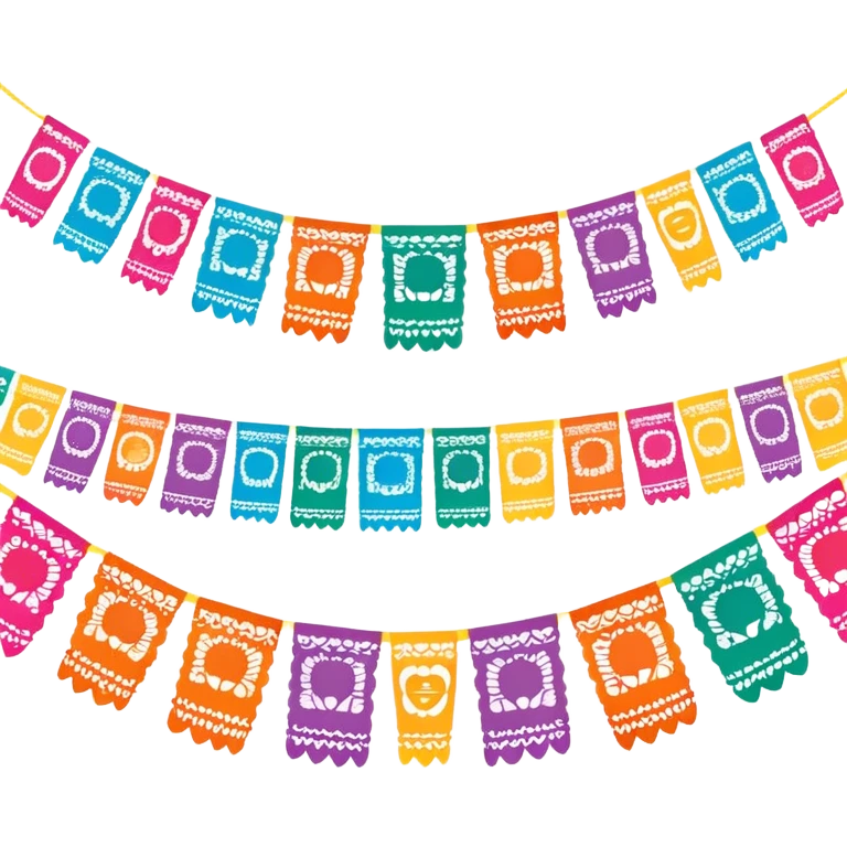 festive one garland of colorful mexican papel picado emoji