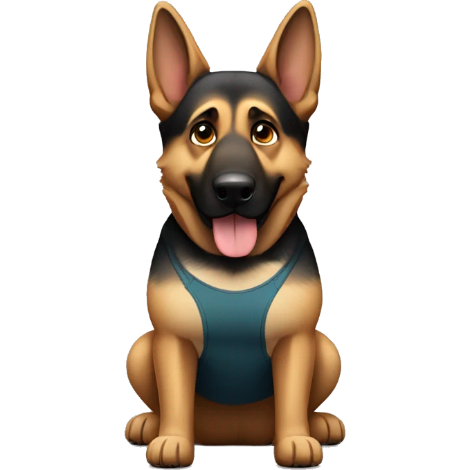 German shepherd lifting weights emoji