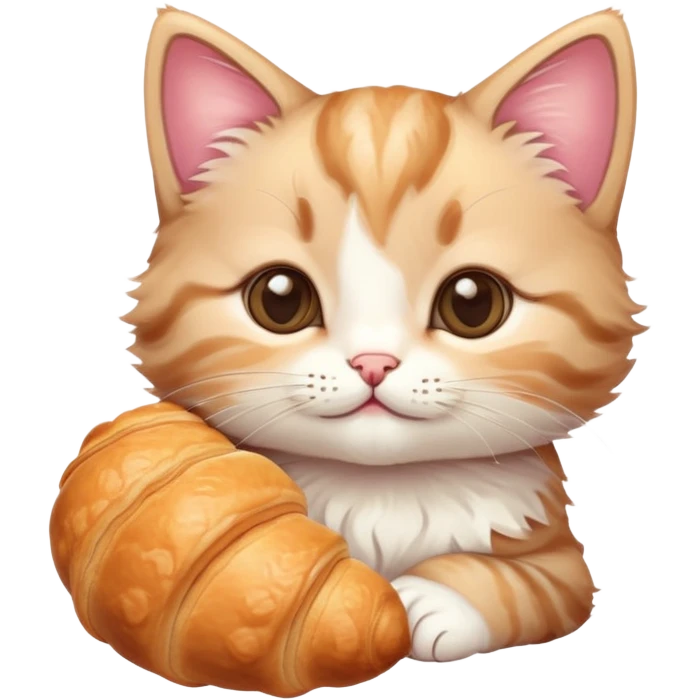 kitten with a croissant  emoji