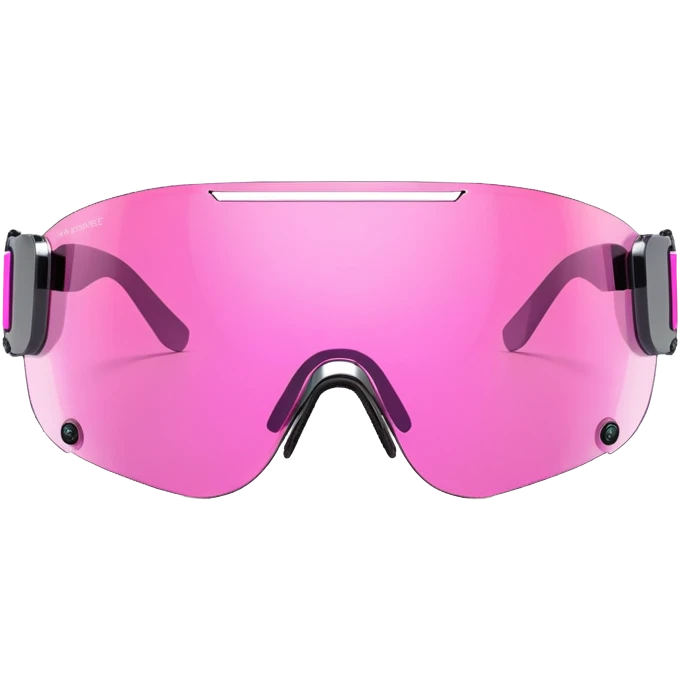 pink tinted shield visor glasses, cyberpunk style, rimless design, one-piece lens emoji
