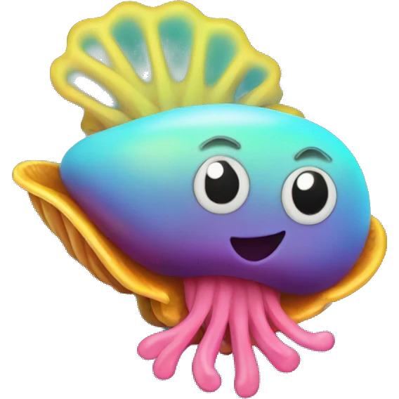 Neon mollusk with shell emoji