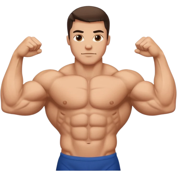 Naked bodybuilder man flex 1 bicep emoji