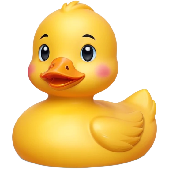 A rubber duck with rosy cheeks and an adorable happy expression emoji
