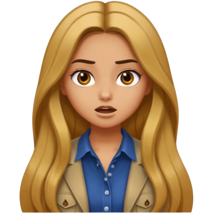 pretty long hair girl middle parted, amazed, good clothes, tanned, baddie, RELLY PREETY, BADDIE emoji