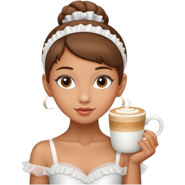 give me a ballerina with a cappuccino mug as her head emoji