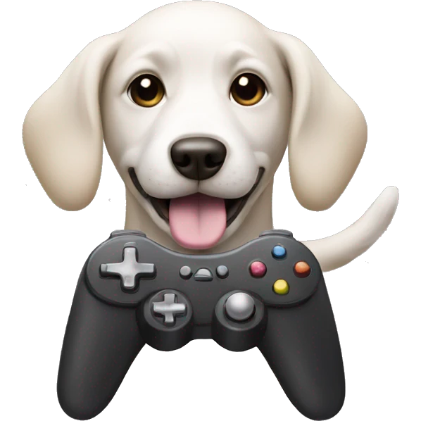 Dog playing on a controller emoji