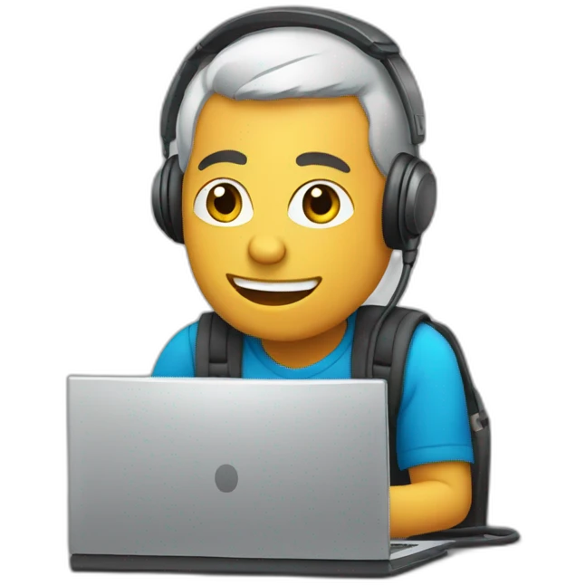 chico usando computadora emoji