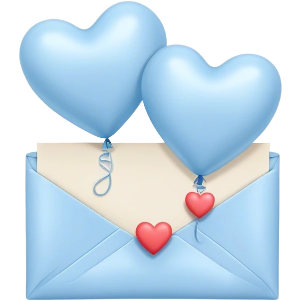 navy love letter in pastel blue and perl heart-shaped balloons emoji