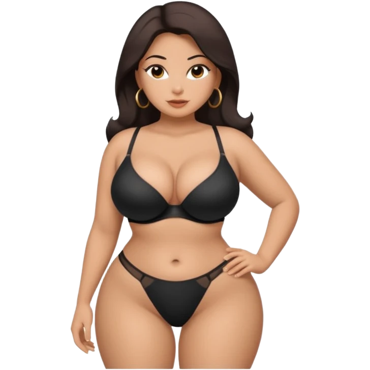 attractive full body latina with massive curves, breasts, and ass wearing a bra and thong emoji