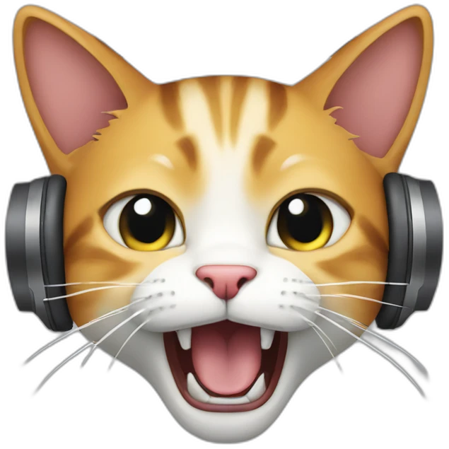The cat is yelling in headphones emoji