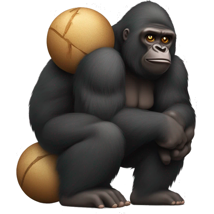 Un gorille et deux grosses boules emoji