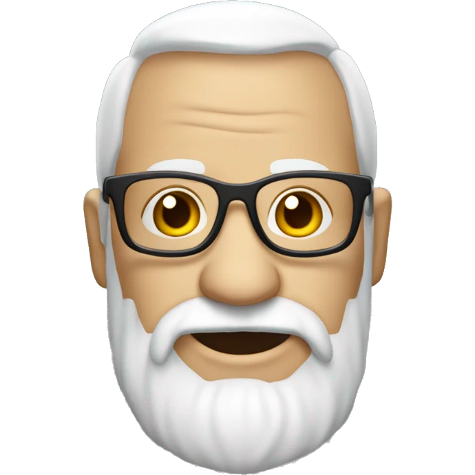 Papy chauve avec des lunettes et barbe blanche emoji
