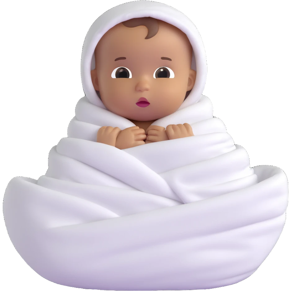 tanned baby swaddled in a white blanket emoji