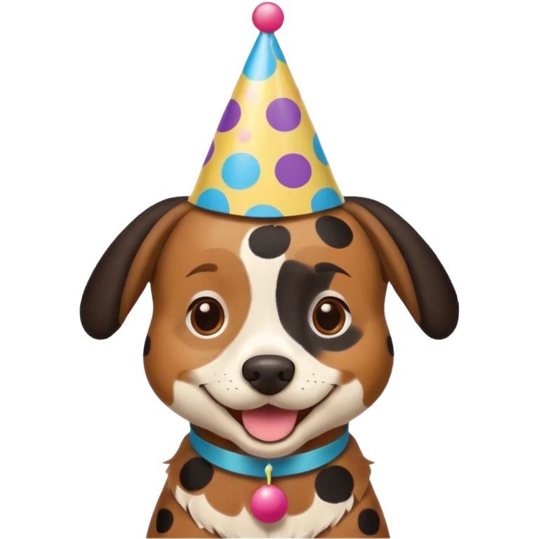 black and brown spotted dog at a birthday party emoji