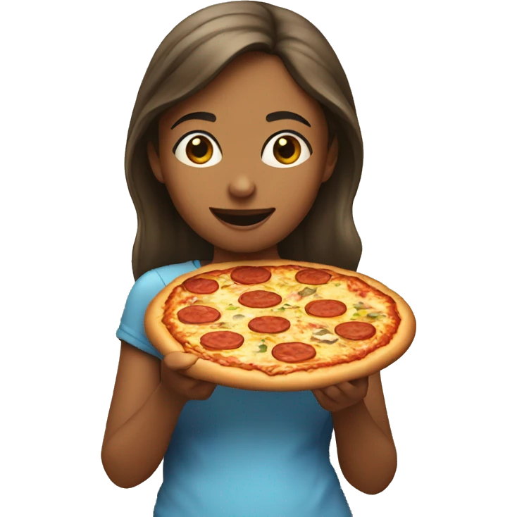 A girl eating pizza emoji