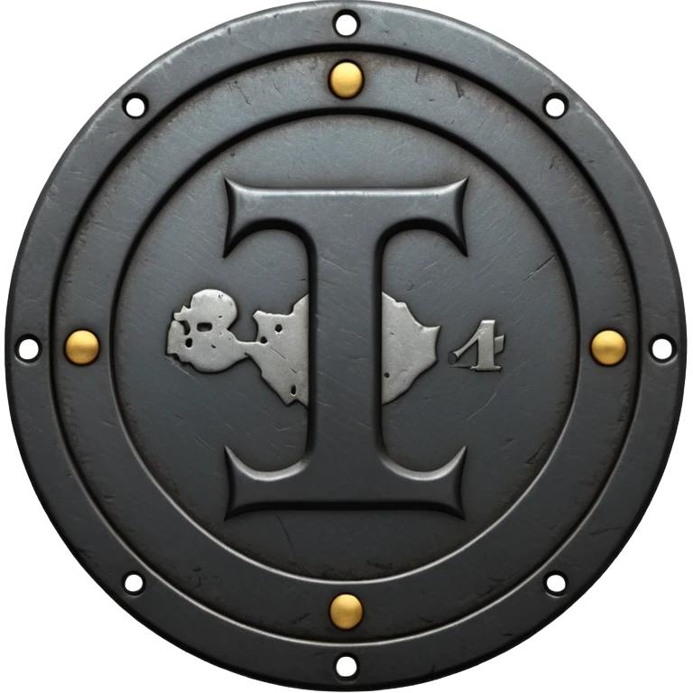 Minimal emoji, gothic metal coin made of black steel, engraved number 1 at the center, ancient industrial aesthetic, worn metal texture, no glow, no neon, flat emoji design, centered, transparent background emoji