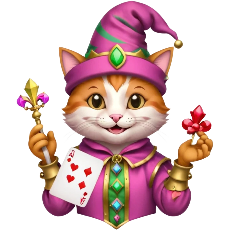 court jester cat medieval, poker card ace, pink emoji